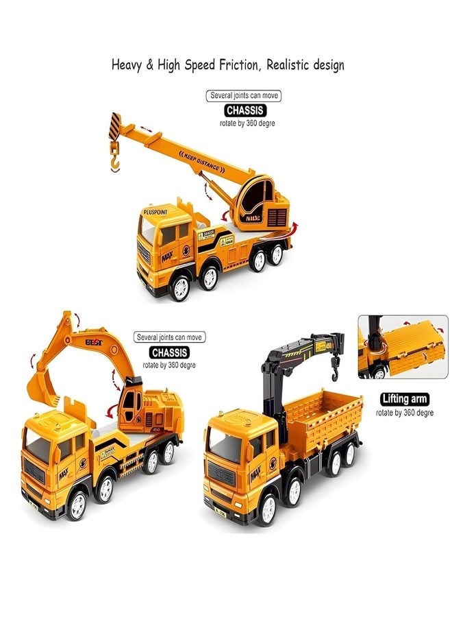 Funspark Engineering Construction Friction Powered Vehicle Excavator Truck Toy for Kids Unbreakable Plastic Friction Powered Construction Truck Toy Gift for Kids - Image 5
